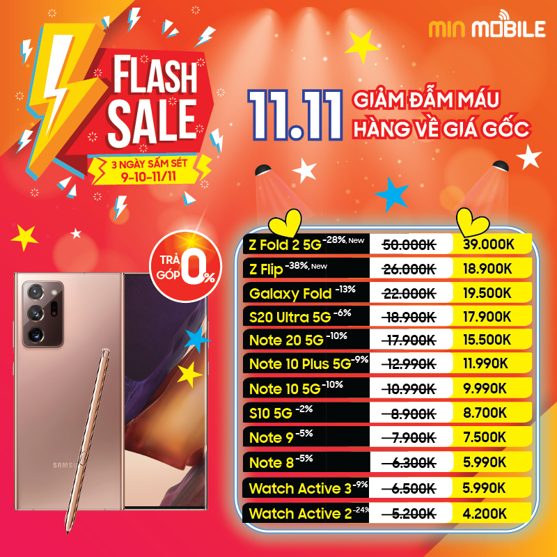 Bảng giá SALE 11.11 tại MinMobile