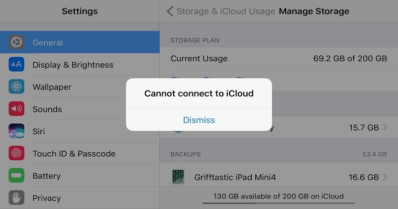 Lỗi kết nối iCloud