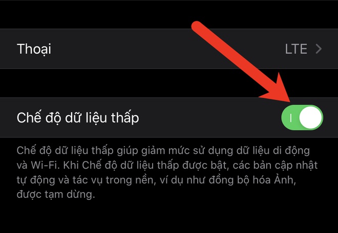 Sử dụng chế độ dữ liệu thấp cho điện thoại