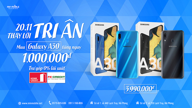 Mua Samsung Galaxy A30 chính hãng tặng ngay 1.000.000đ