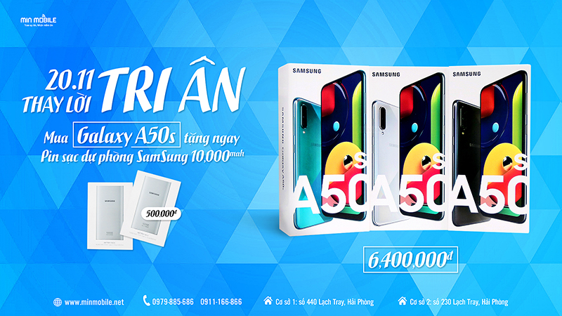 Sở hữu Galaxy A50s giá rẻ, tặng pin dự phòng Samsung chính hãng 400.000đ