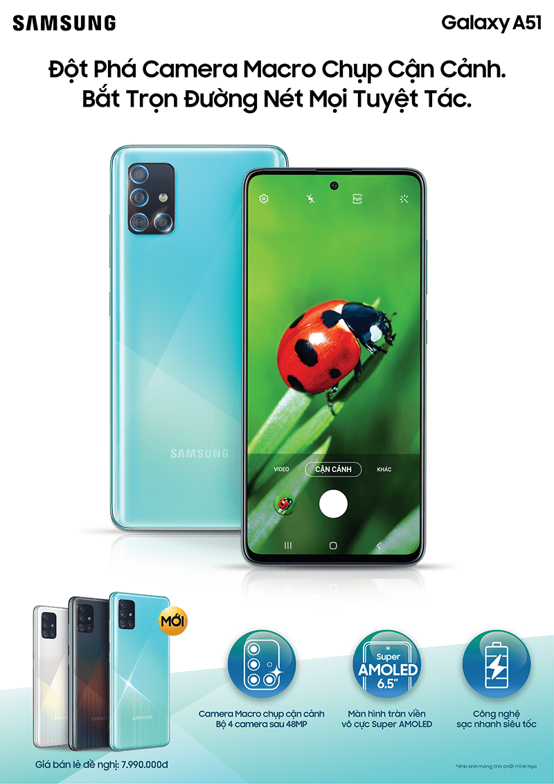 Samsung Galaxy A51 – Điện thoại đầu tiên trên giới sở hữu Camera Macro 