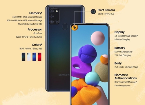 Galaxy A21s giá rẻ chính thức ra mắt tại châu Âu