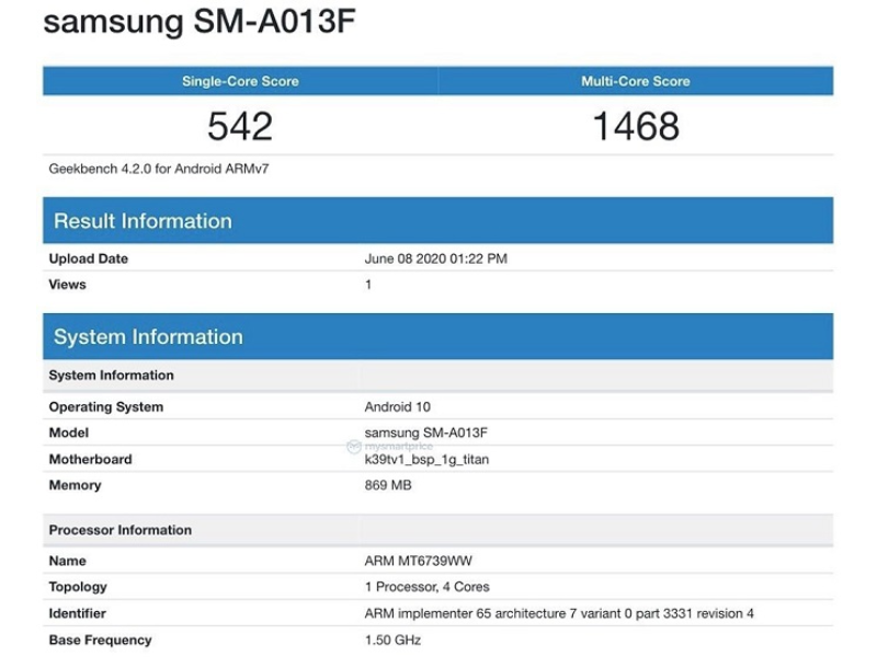 Chứng nhận tại Bluetooth SIG của Galaxy A01 Core