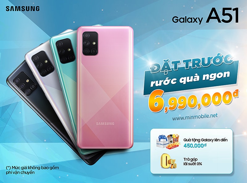 Mua Samsung Galaxy A51 chỉ với 6.990.000đ trả góp 0%