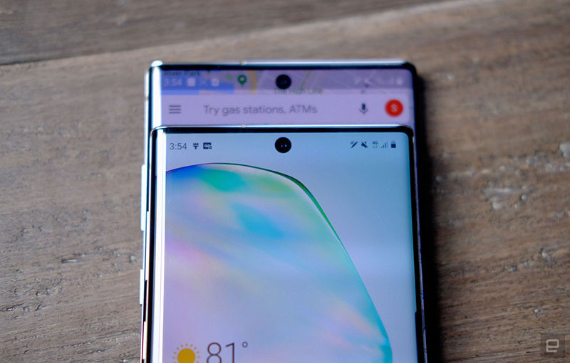 màn hình khoét lỗ của samsung galaxy note 10, note 10+