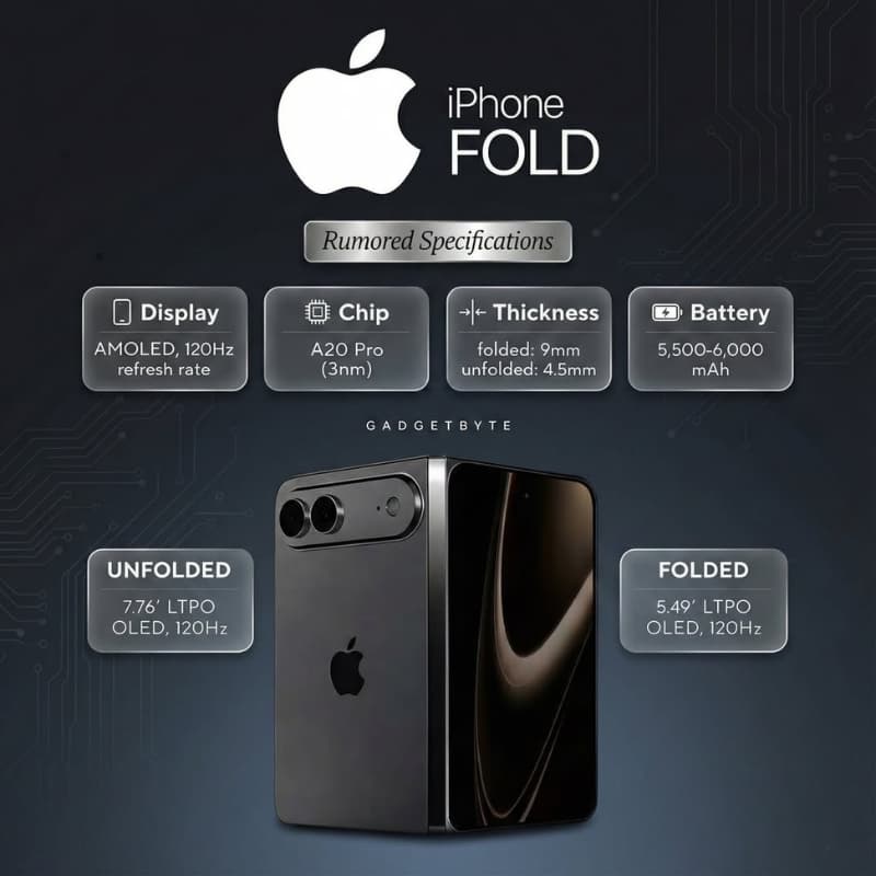 iPhone Fold sẽ được tích hợp Chip A20 Pro và cấu hình khủng 