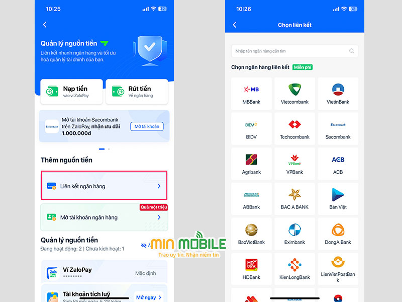 Cách liên kết ngân hàng với ví Zalo Pay