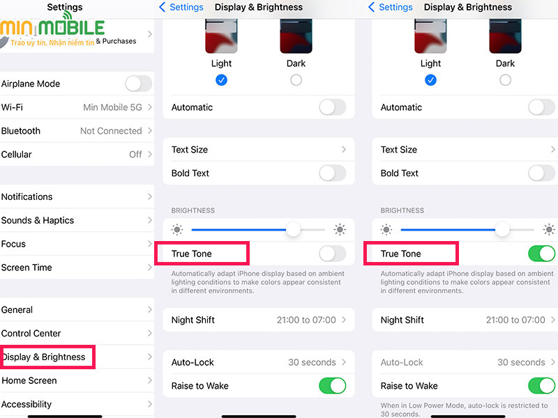 Cách bật / tắt true tone trong cài đặt