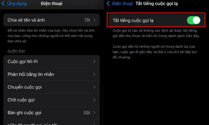 Cách tắt thông báo cuộc gọi từ số lạ trên iPhone